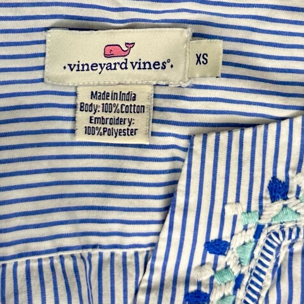 Vineyard Vines Blue and White Embroidered Blouse Size XS - Picture 7 of 10